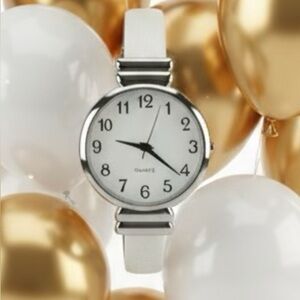 Minimalist Women’s Cuff Watch White Bracelet Quartz Japan Movement New Battery
